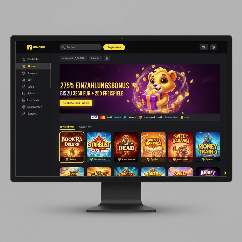 Lobby des Online Casinos Zoome mit Spielekategorien und Slot-Übersicht